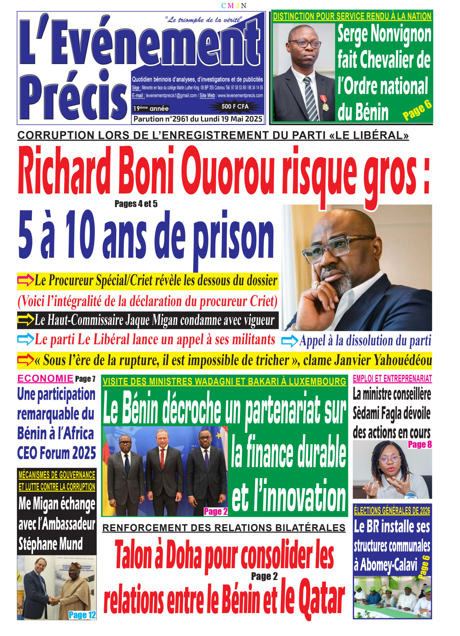 Lire la suite à propos de l’article L’Evénement précis N°2961 du Lundi 19 Mai 2025