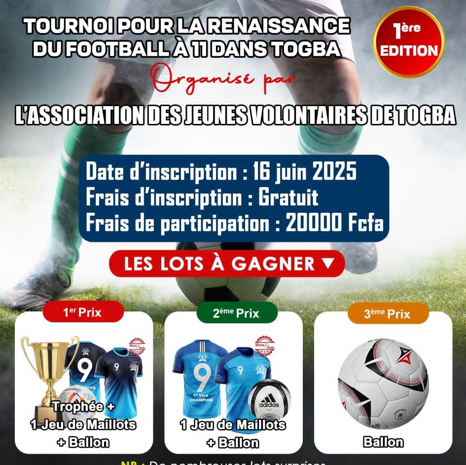 Lire la suite à propos de l’article Relance du football à 11 à Togba : L’association des jeunes volontaires lance le TRF 11