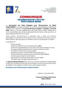 Lire la suite à propos de l’article Vie politique au Bénin : Moele-Bénin célèbre bientôt ses 7 ans