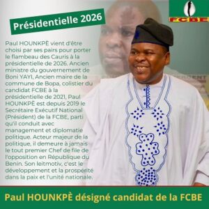 Lire la suite à propos de l’article Présidentielle 2026 : Paul Hounkpè candidat pour porter le flambeau de FCBE