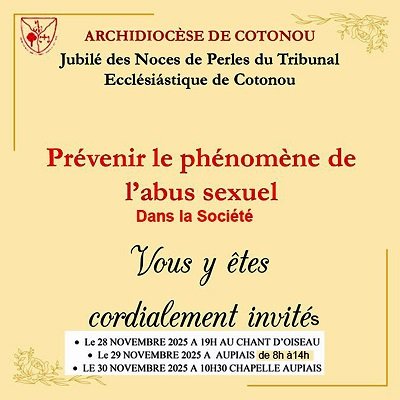 Jubilé des Noces de Perles dans l&rsquo;Archidiocèse de Cotonou : La célébration des 30 ans du Tribunal Ecclésiastique dès ce jour