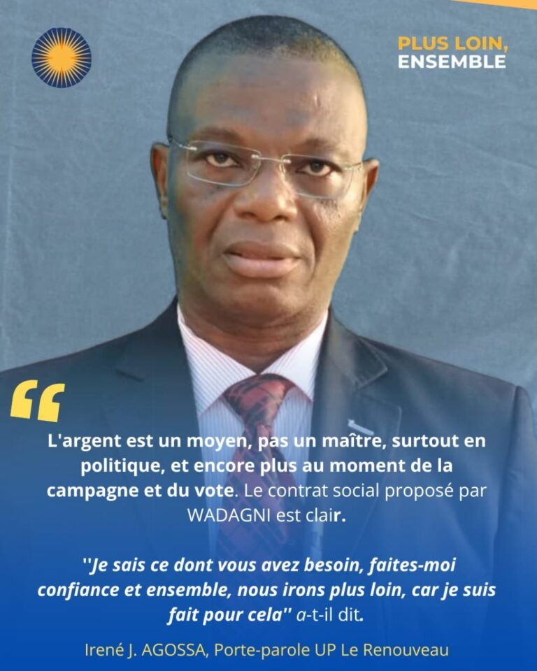 Présidentielle 2026 : Iréné Agossa répond à Bertin Koovi et rappelle le contrat social signé par Wadagni avec son peuple
