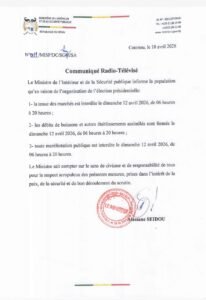 Lire la suite à propos de l’article Élection du dimanche 12 avril 2026 : Le ministre Alassane Seidou interdit les marchés, les débits de boissons et les manifestations publiques